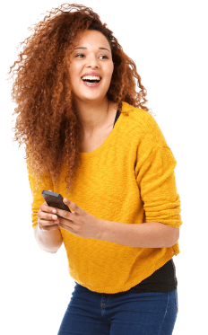 Woman in yellow sweater smiling